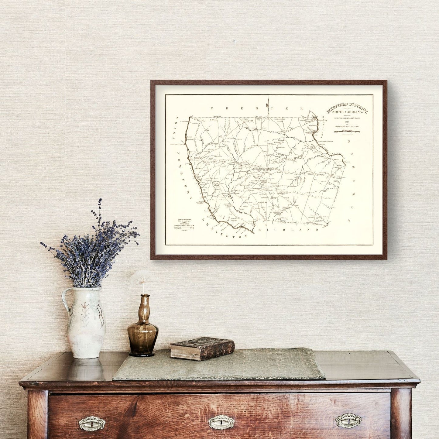 Vintage Map of Fairfield County, South Carolina, 1825