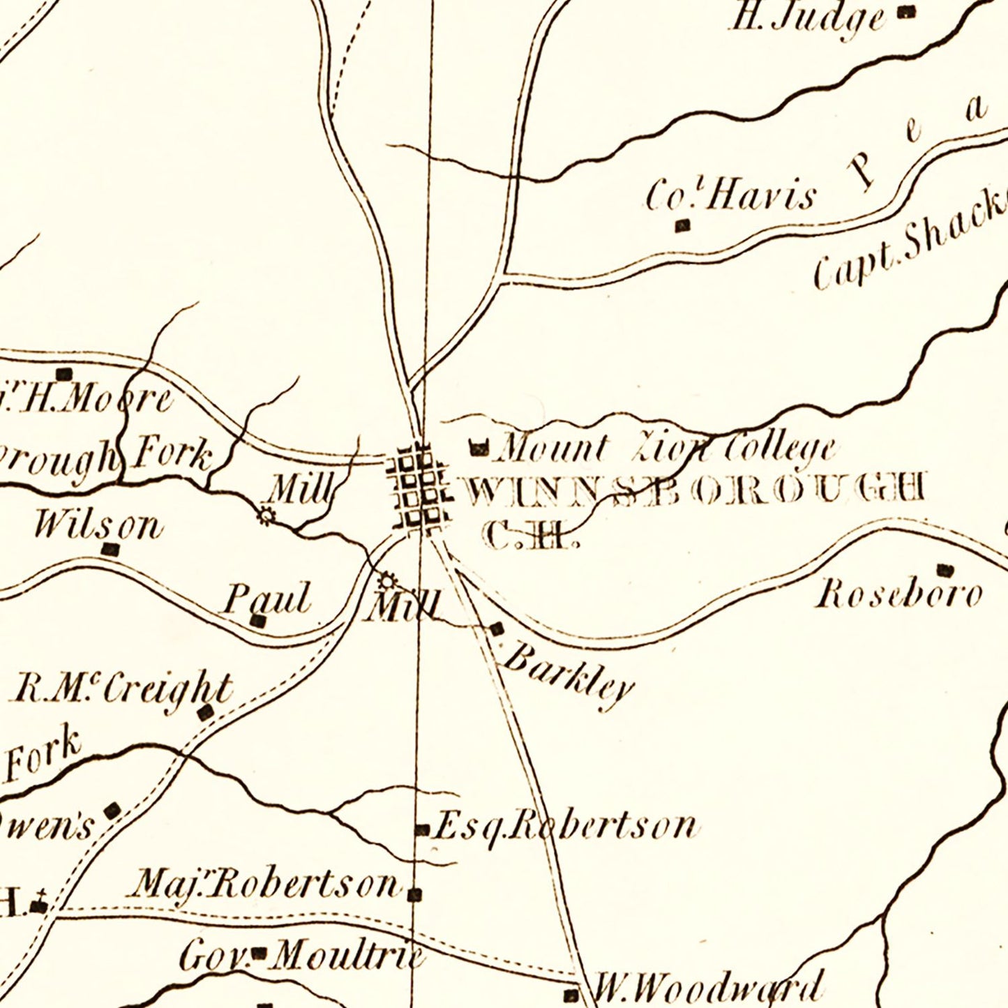 Vintage Map of Fairfield County, South Carolina, 1825