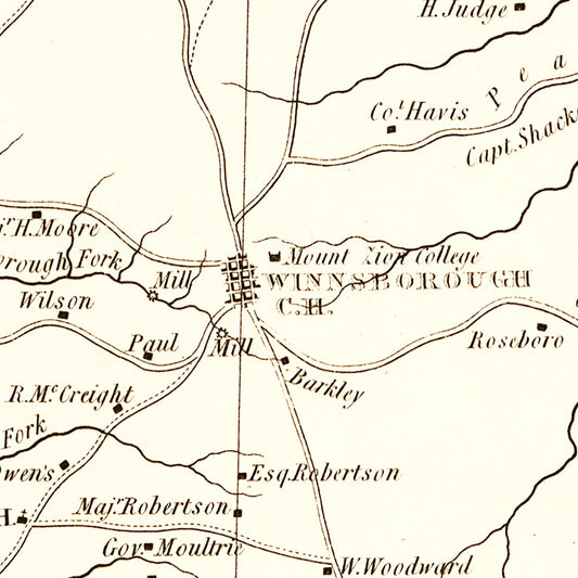 Vintage Map of Fairfield County, South Carolina, 1825