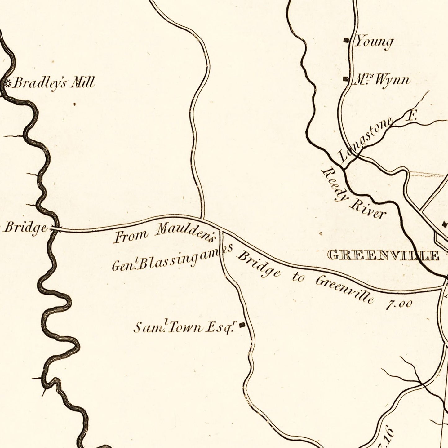 Vintage Map of Greenville County, South Carolina, 1825