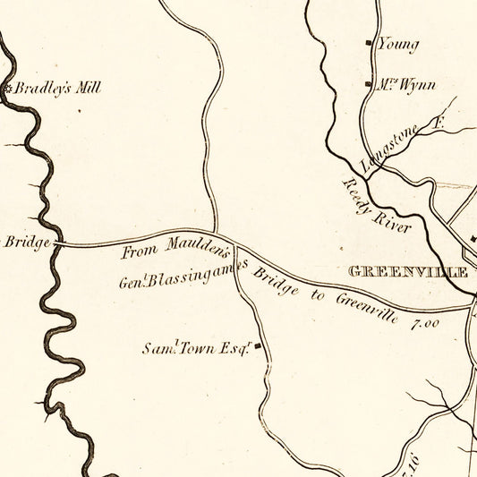 Vintage Map of Greenville County, South Carolina, 1825