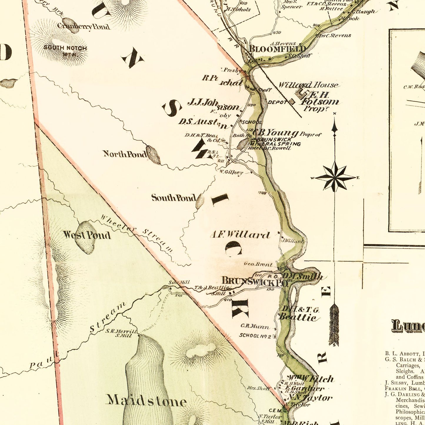 Vintage Map of Essex County, Vermont, 1878