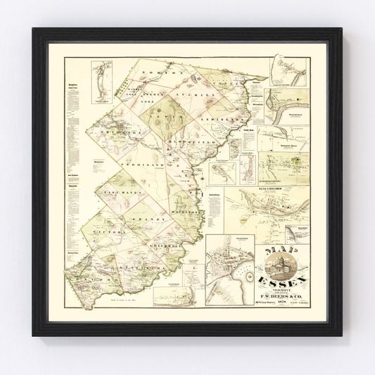 vintage map of Essex County, Vermont, 1878