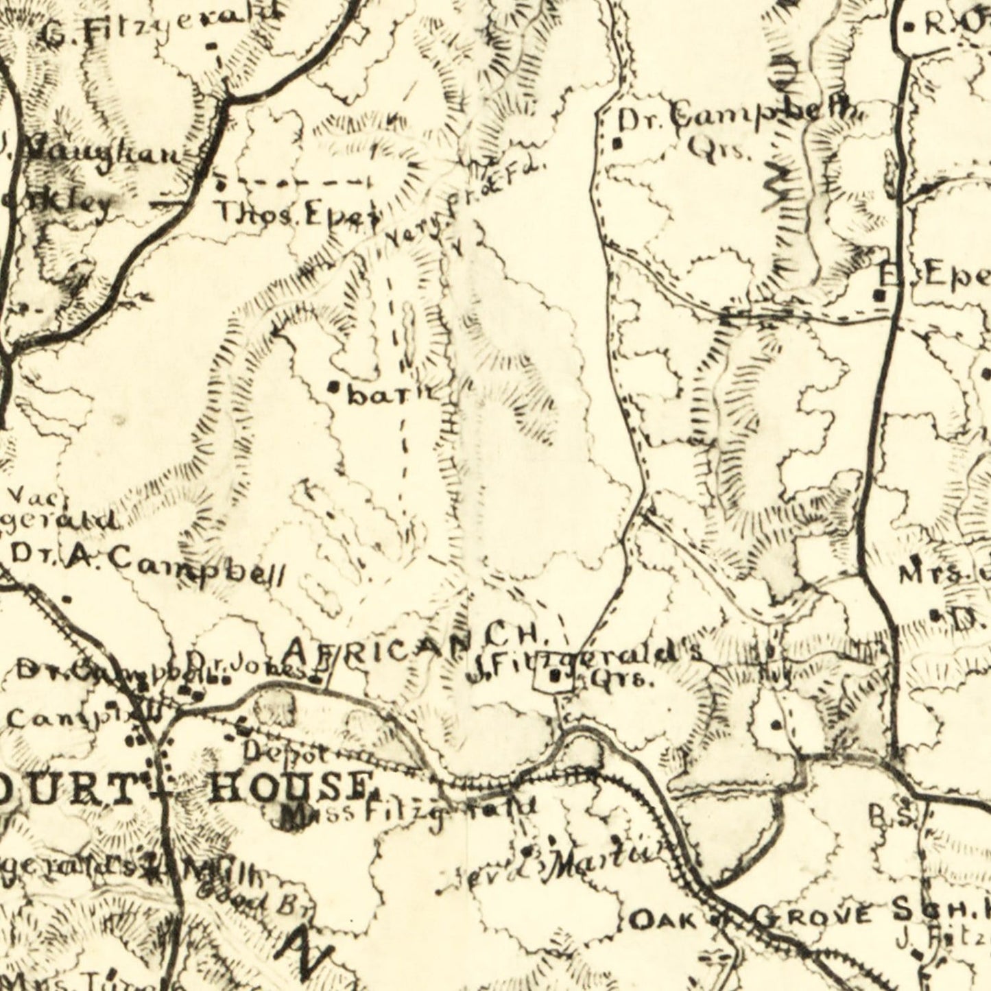 Vintage Map of Nottoway County, Virginia, 1864