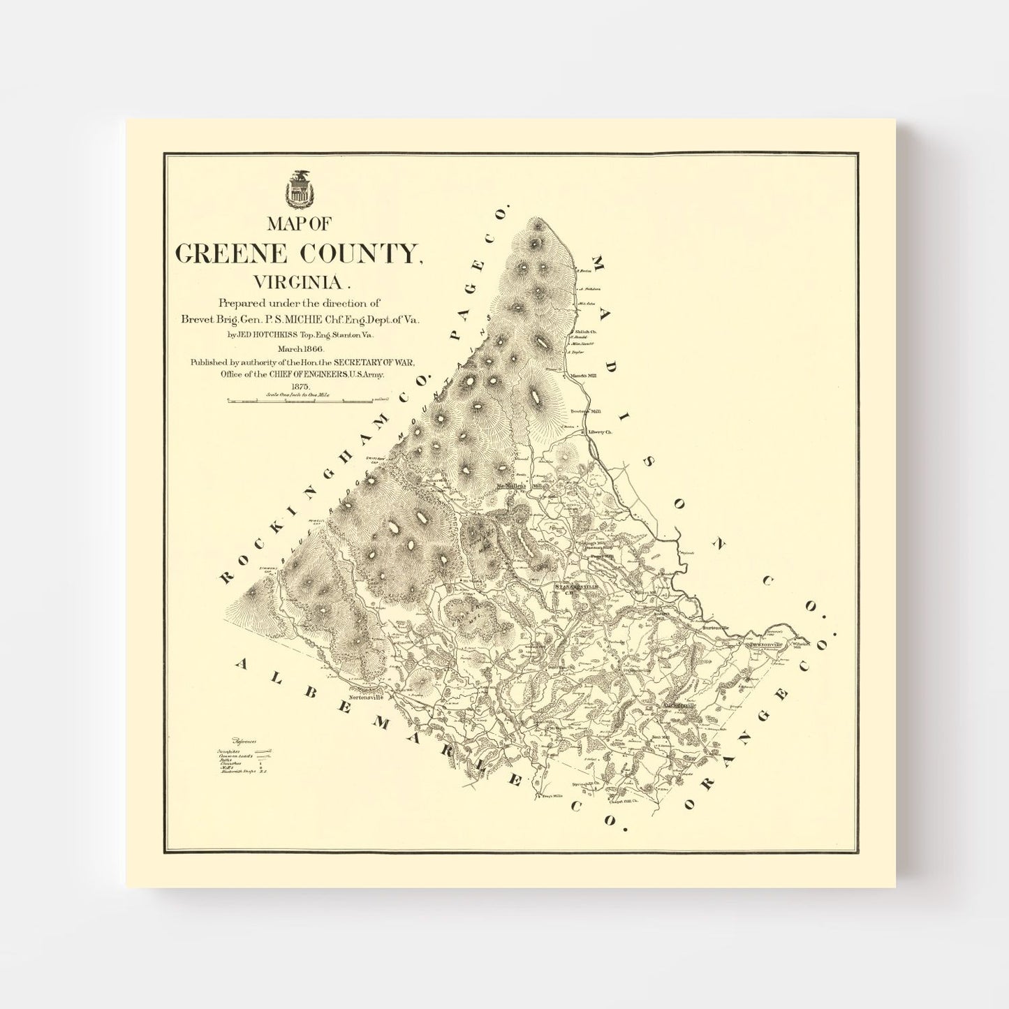 Vintage Map of Greene County, Virginia, 1875