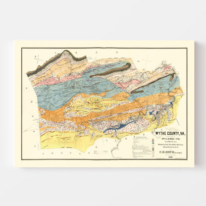 Vintage Map of Wythe County, Virginia, 1890