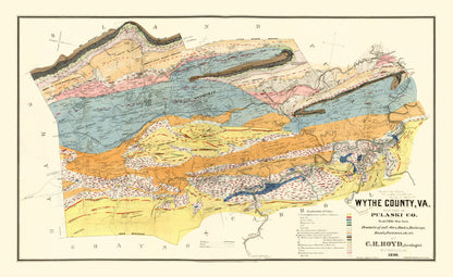 Vintage Map of Wythe County, Virginia, 1890