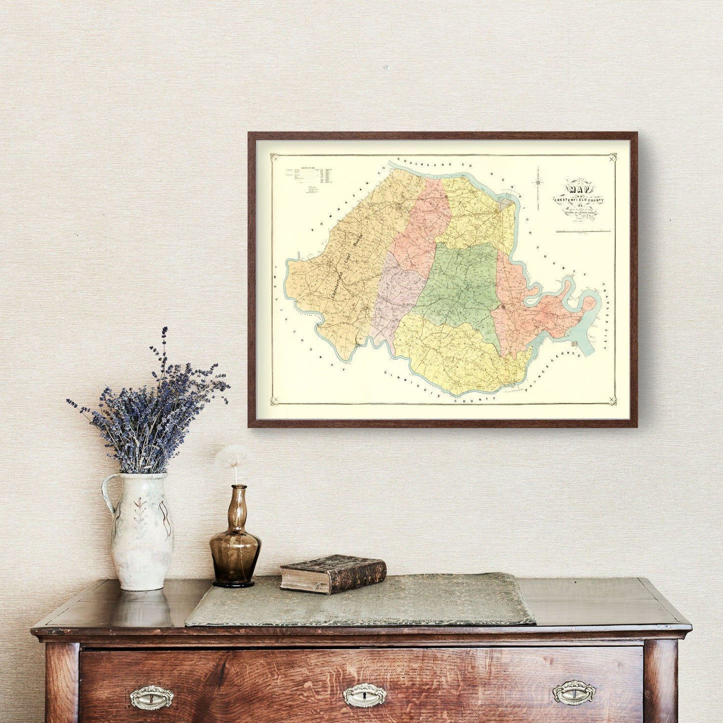 Vintage Map of Chesterfield County, Virginia, 1888