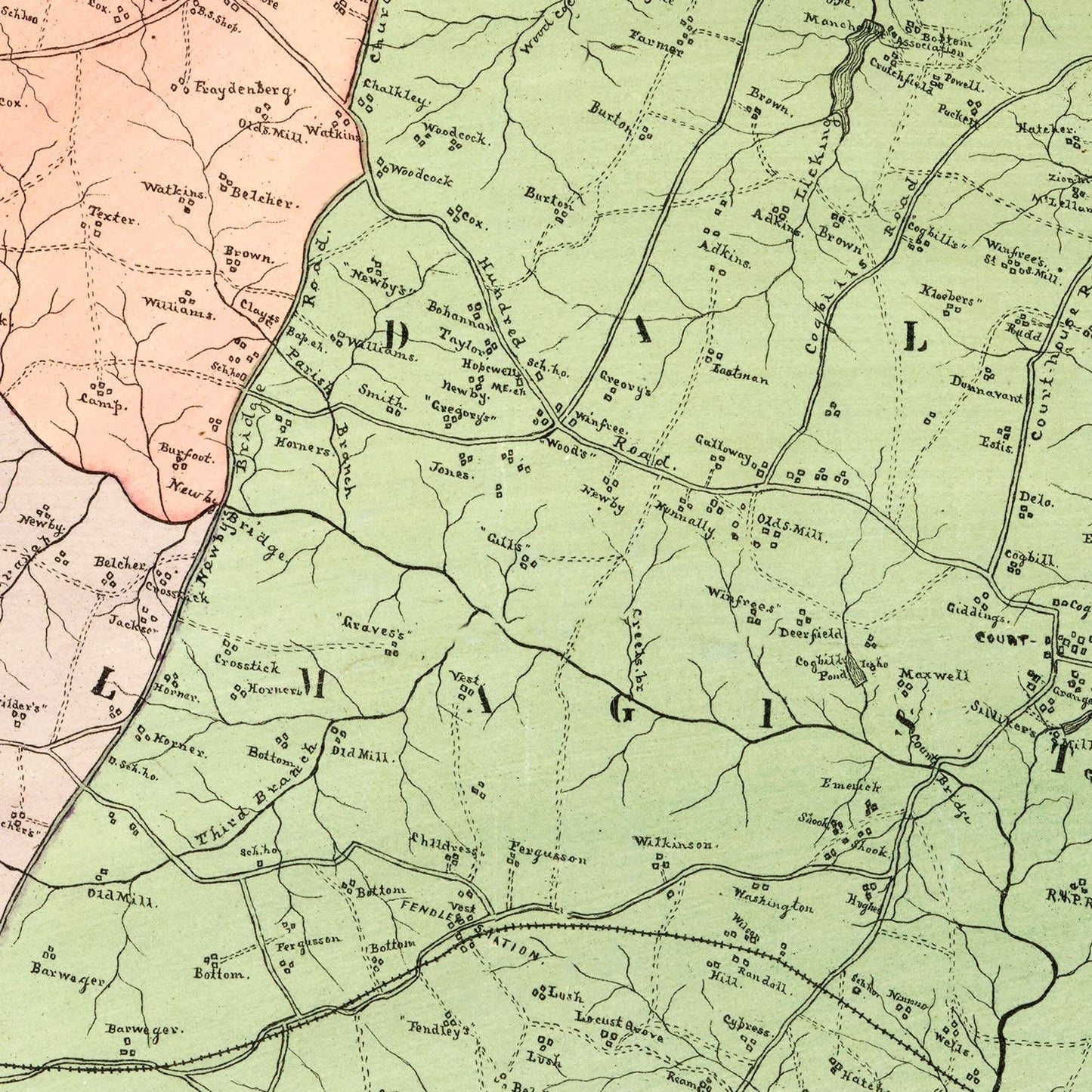Vintage Map of Chesterfield County, Virginia, 1888