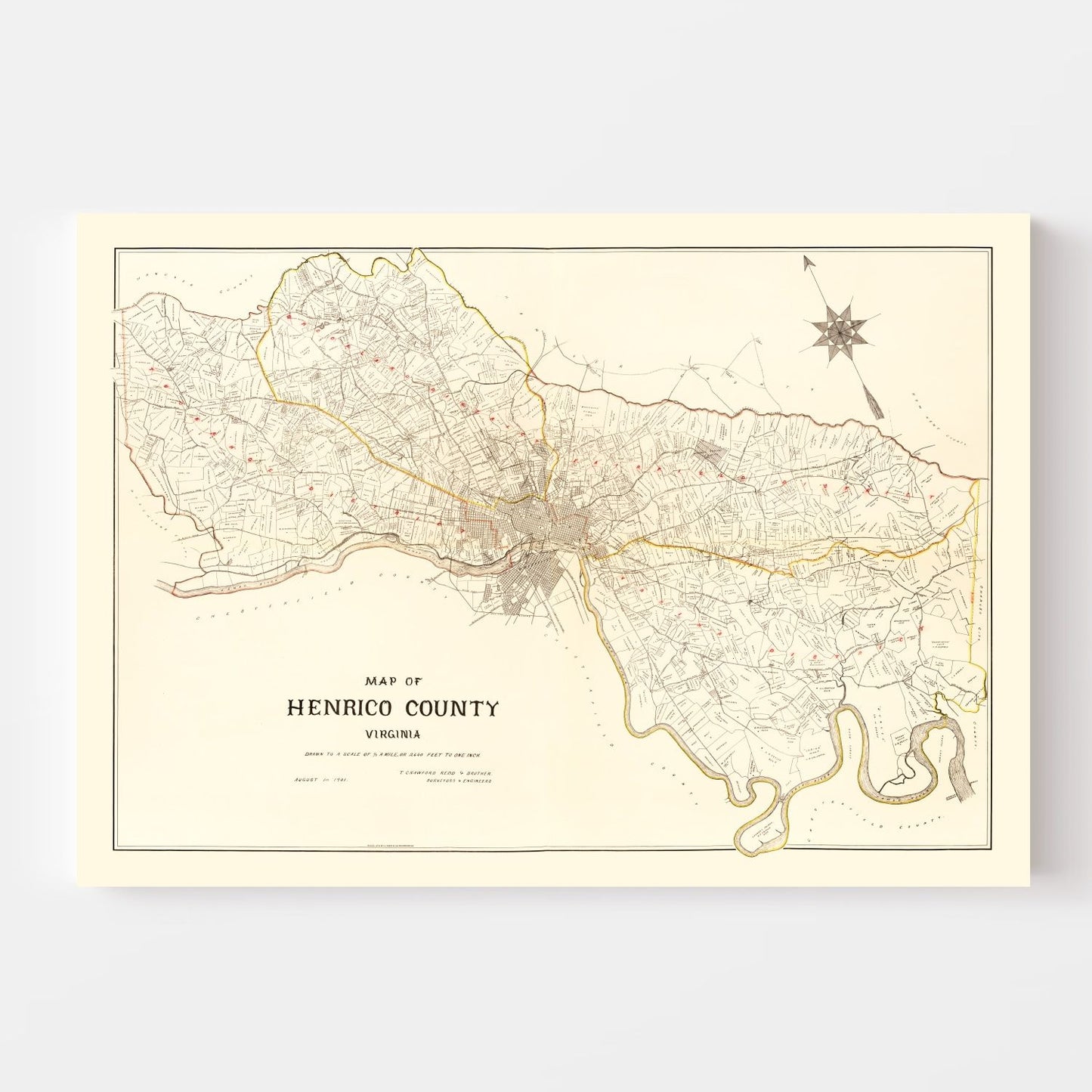 Vintage Map of Henrico County, Virginia, 1901