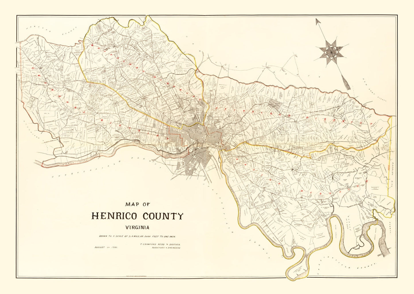 Vintage Map of Henrico County, Virginia, 1901
