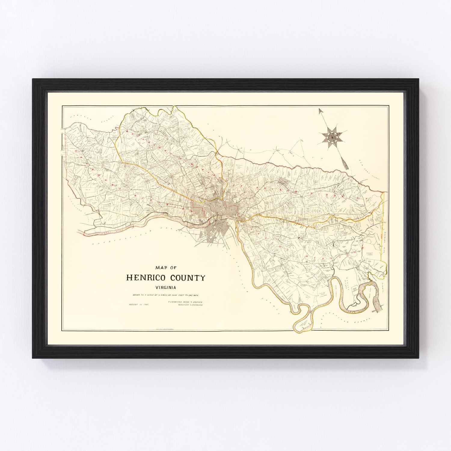 Vintage map of Henrico County, Virginia, 1901