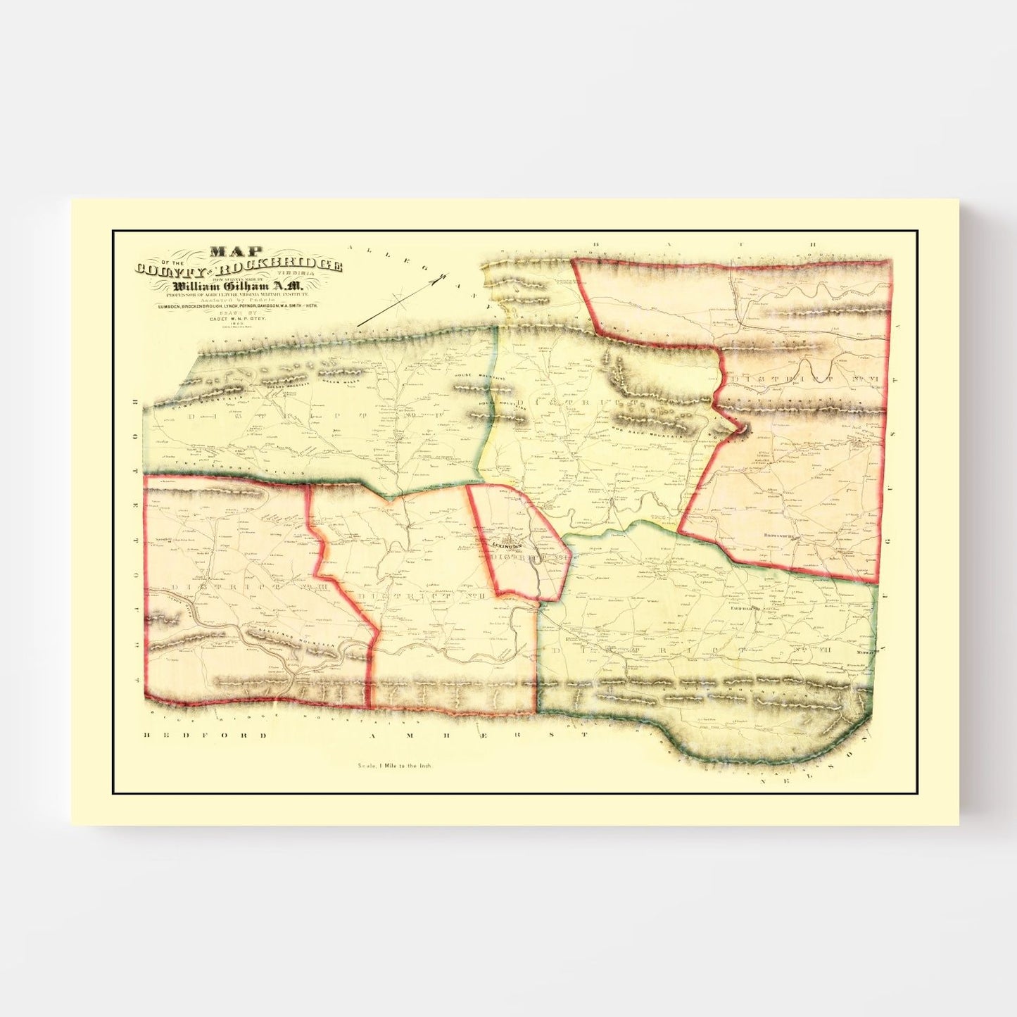 Vintage Map of Rockbridge County, Virginia, 1860