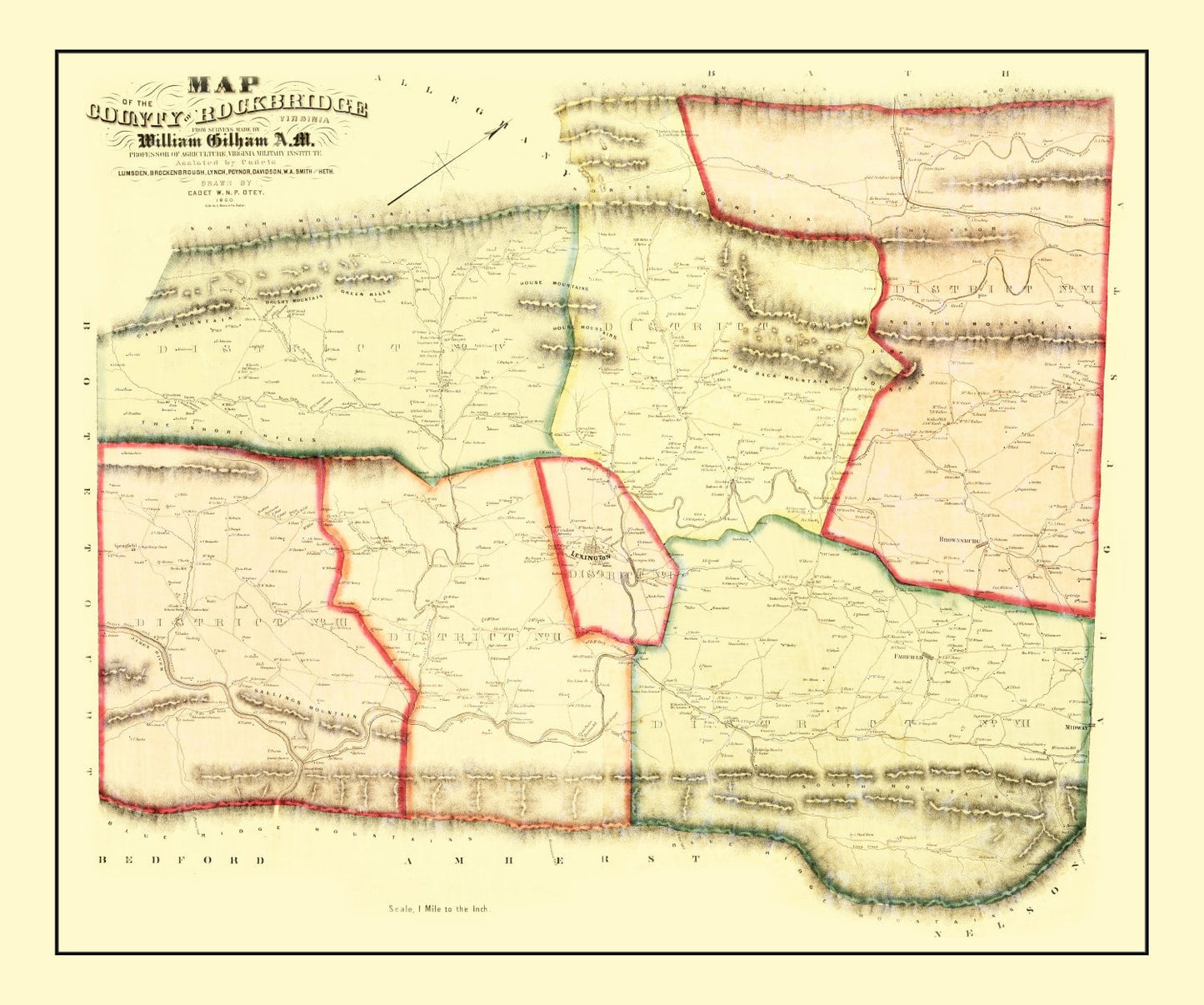 Vintage Map of Rockbridge County, Virginia, 1860
