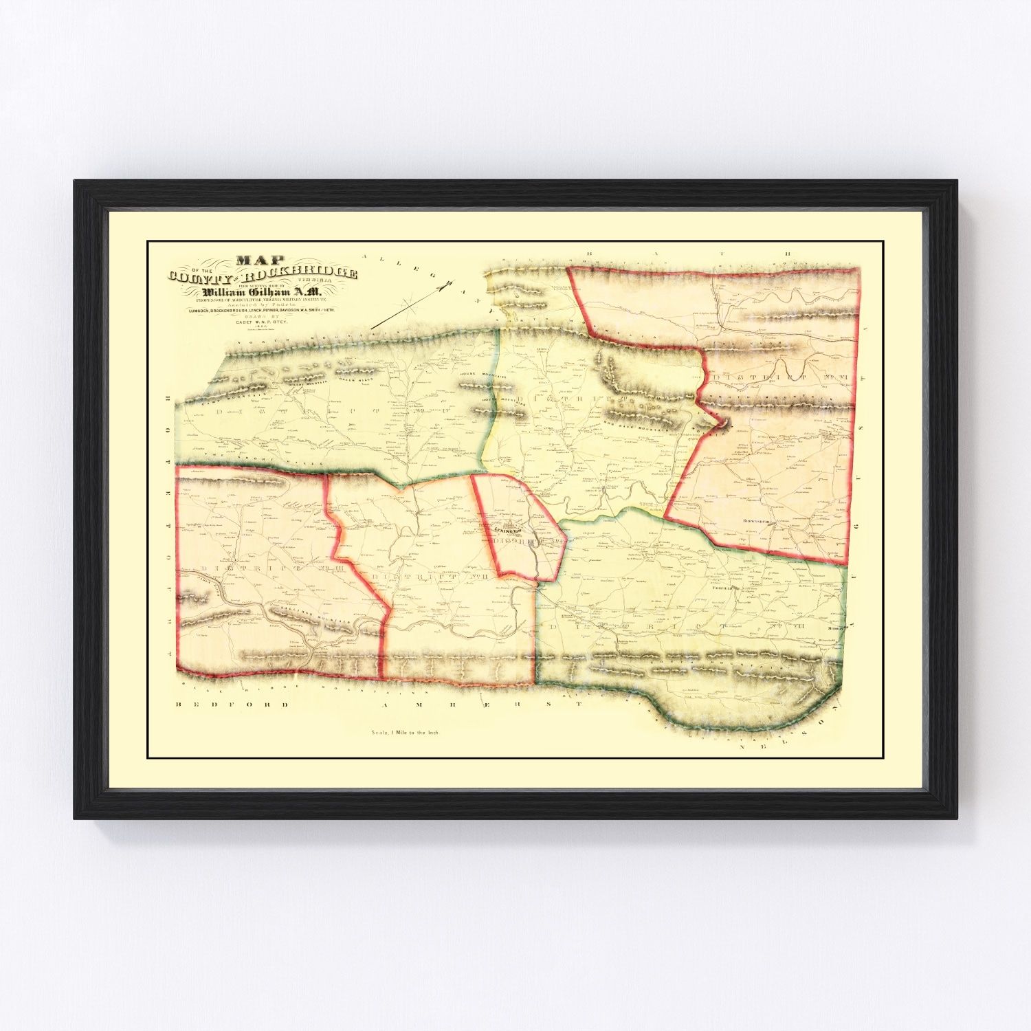Vintage map of Rockbridge County, Virginia, 1860
