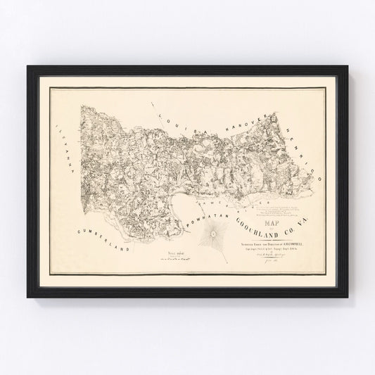 Vintage map of Goochland County, Virginia, 1863