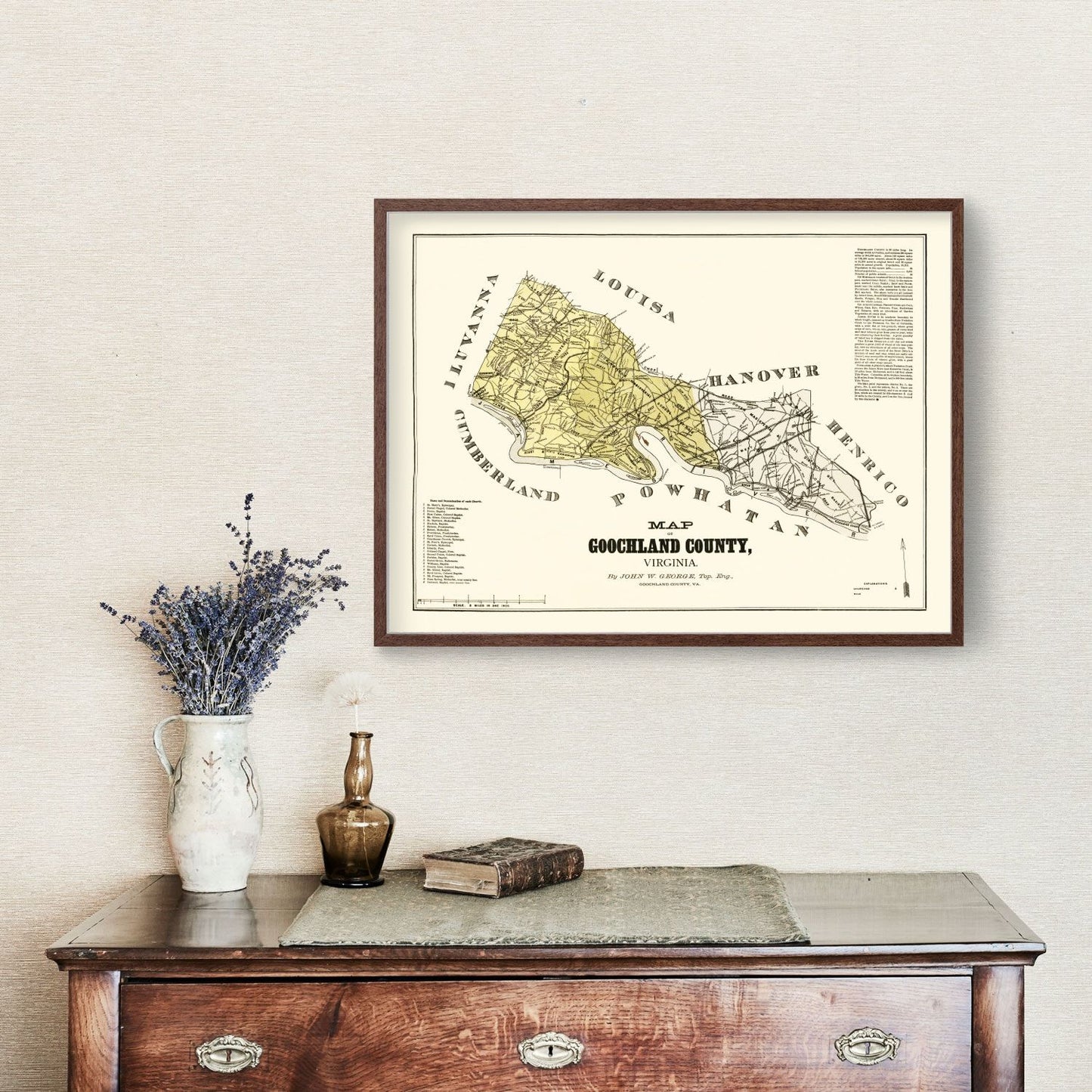 Vintage Map of Goochland County, Virginia, 1881