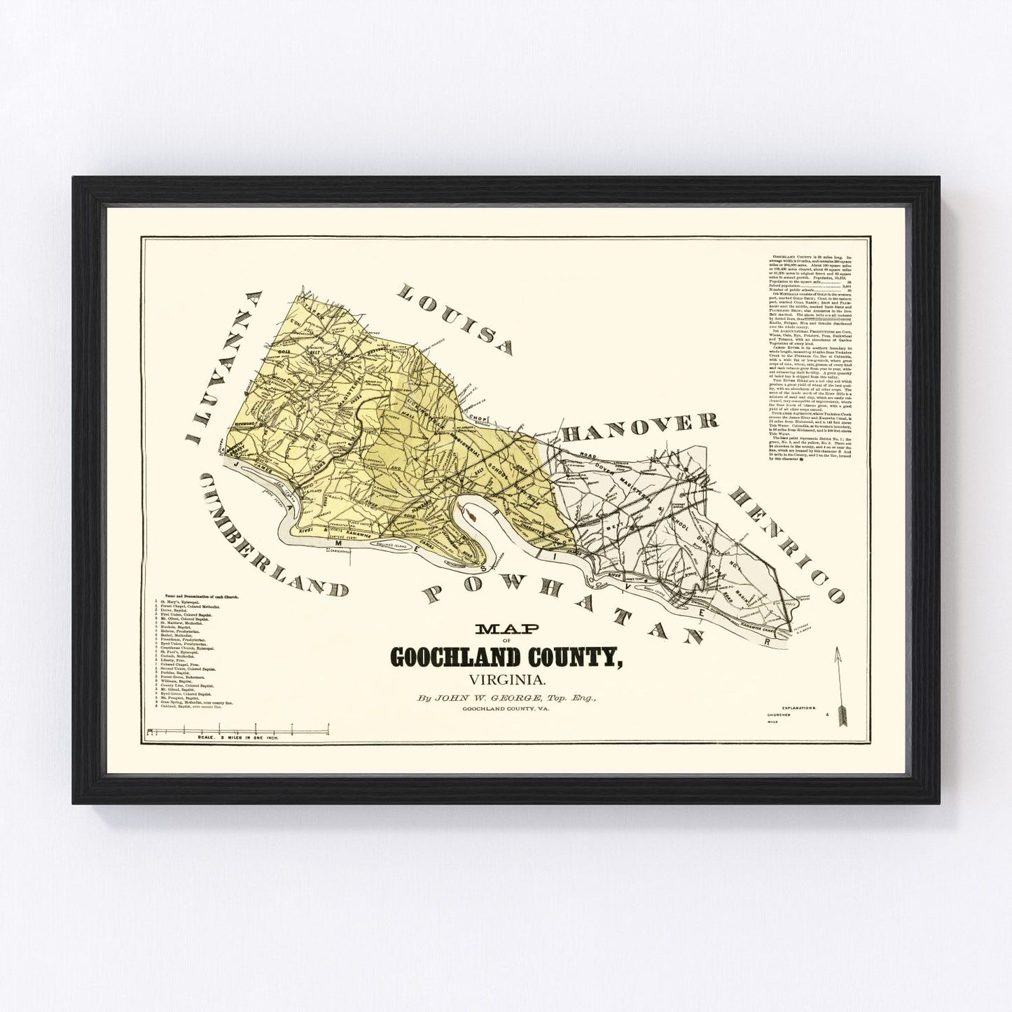 Vintage map of Goochland County, Virginia, 1881