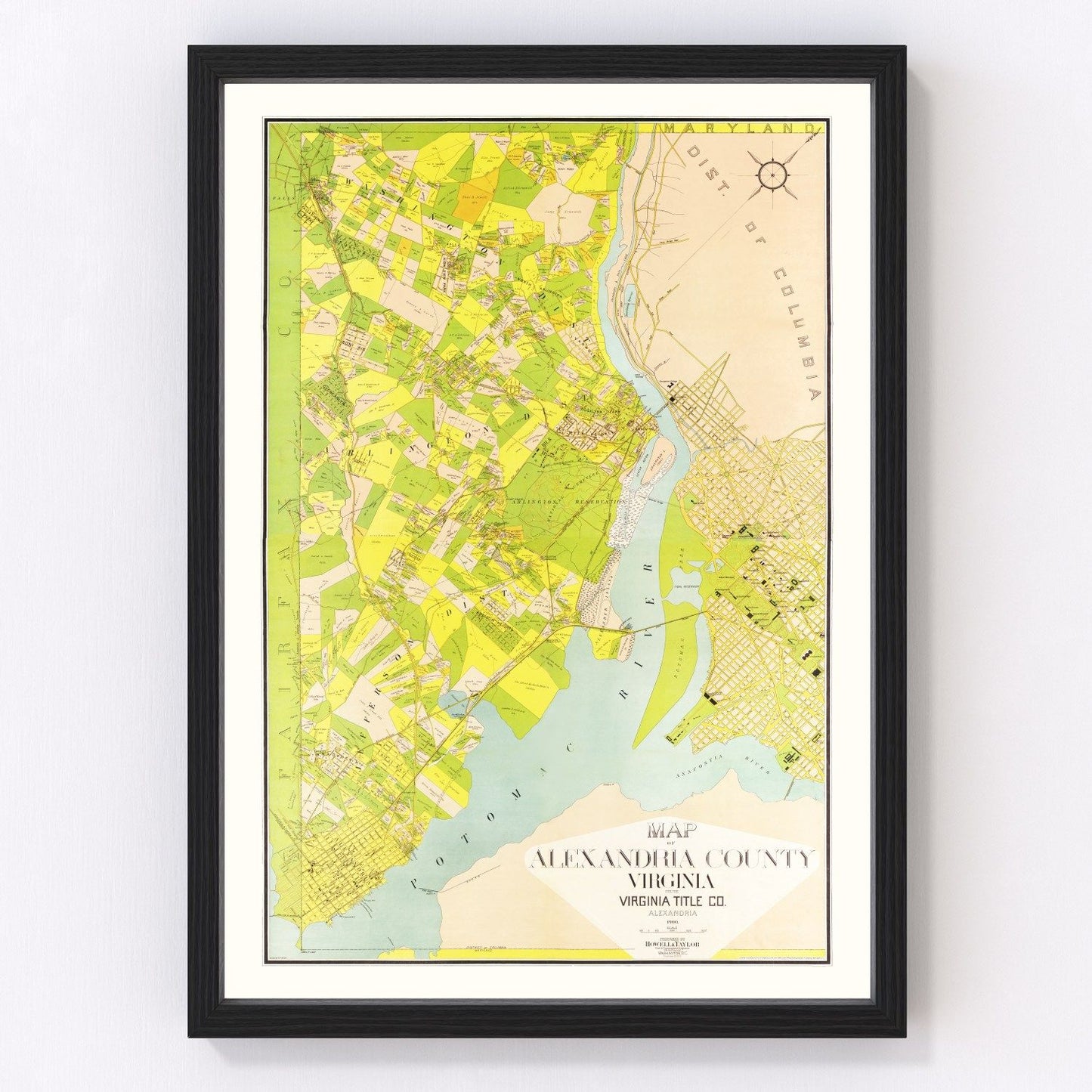 Vintage map of Alexandria County, Virginia, 1900 - restored print