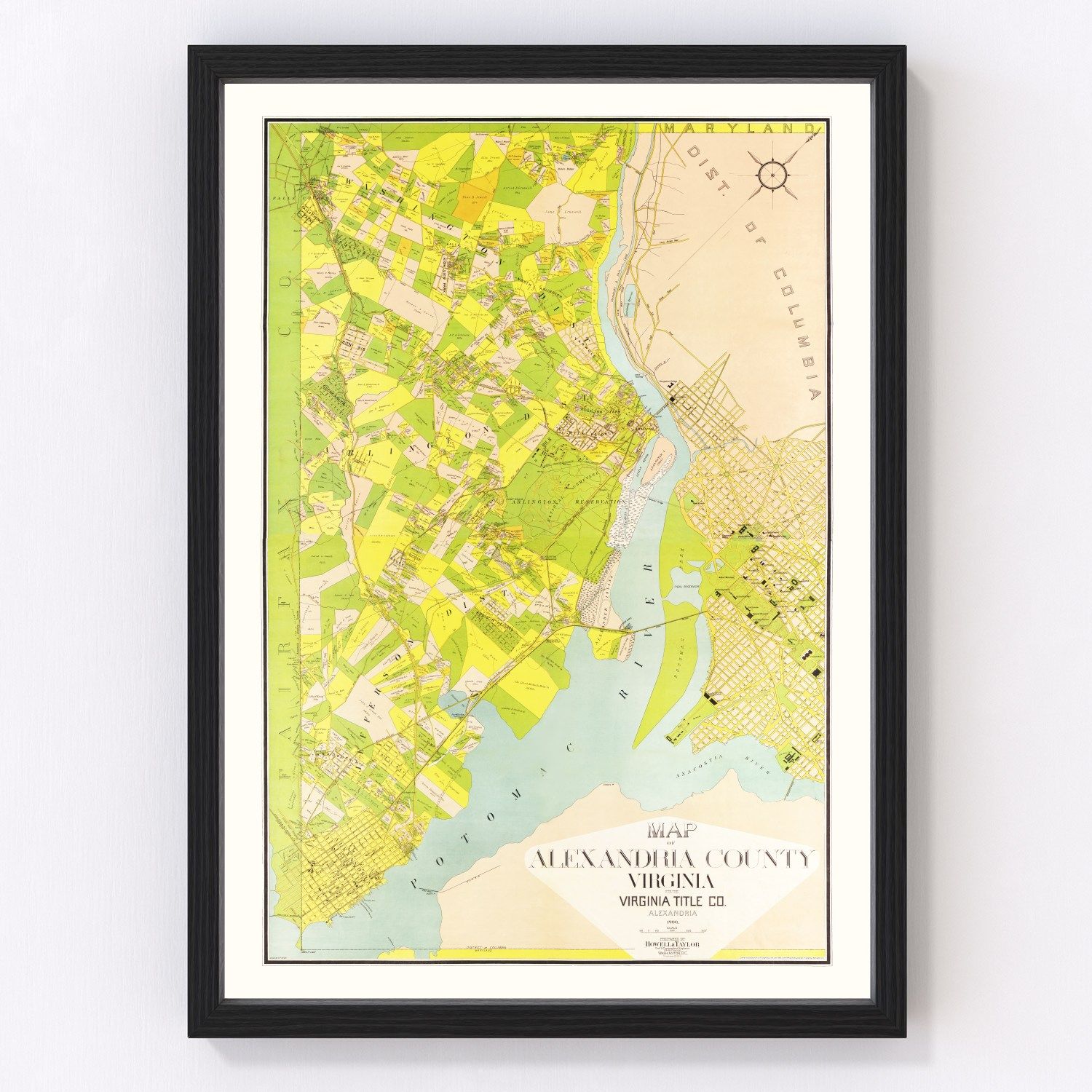 Vintage map of Alexandria County, Virginia, 1900 - restored print