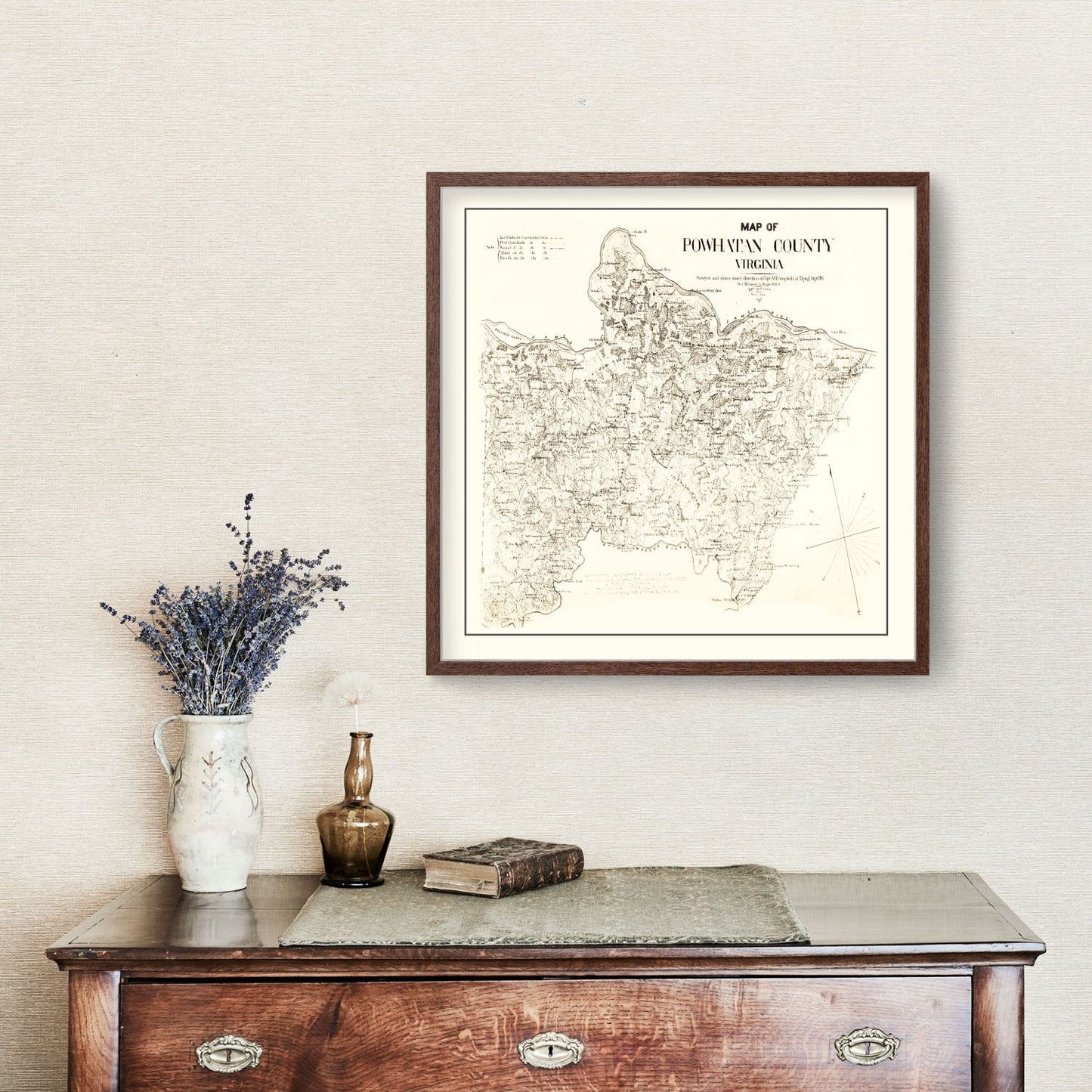 Vintage Map of Powhatan County, Virginia, 1864