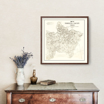 Vintage Map of Powhatan County, Virginia, 1864