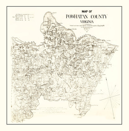 Vintage Map of Powhatan County, Virginia, 1864