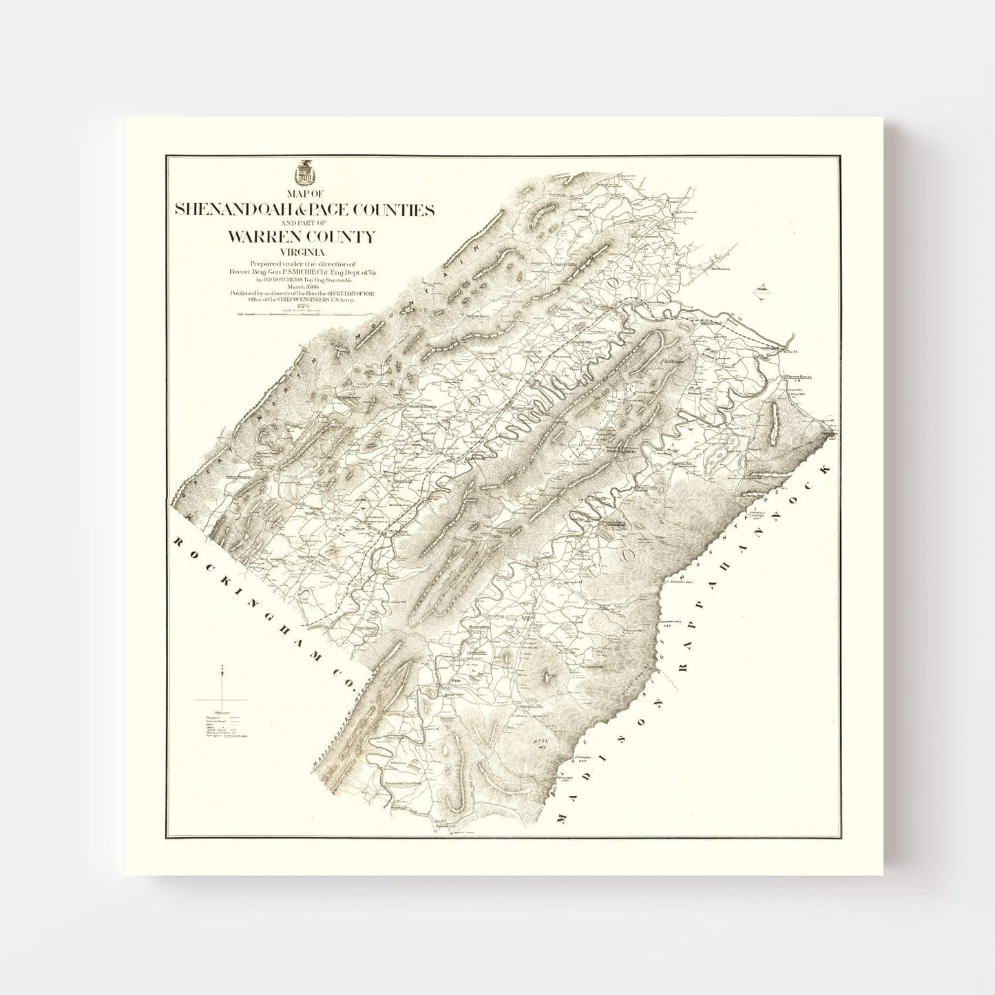 Vintage Map of Shenandoah & Page County, Virginia, 1875