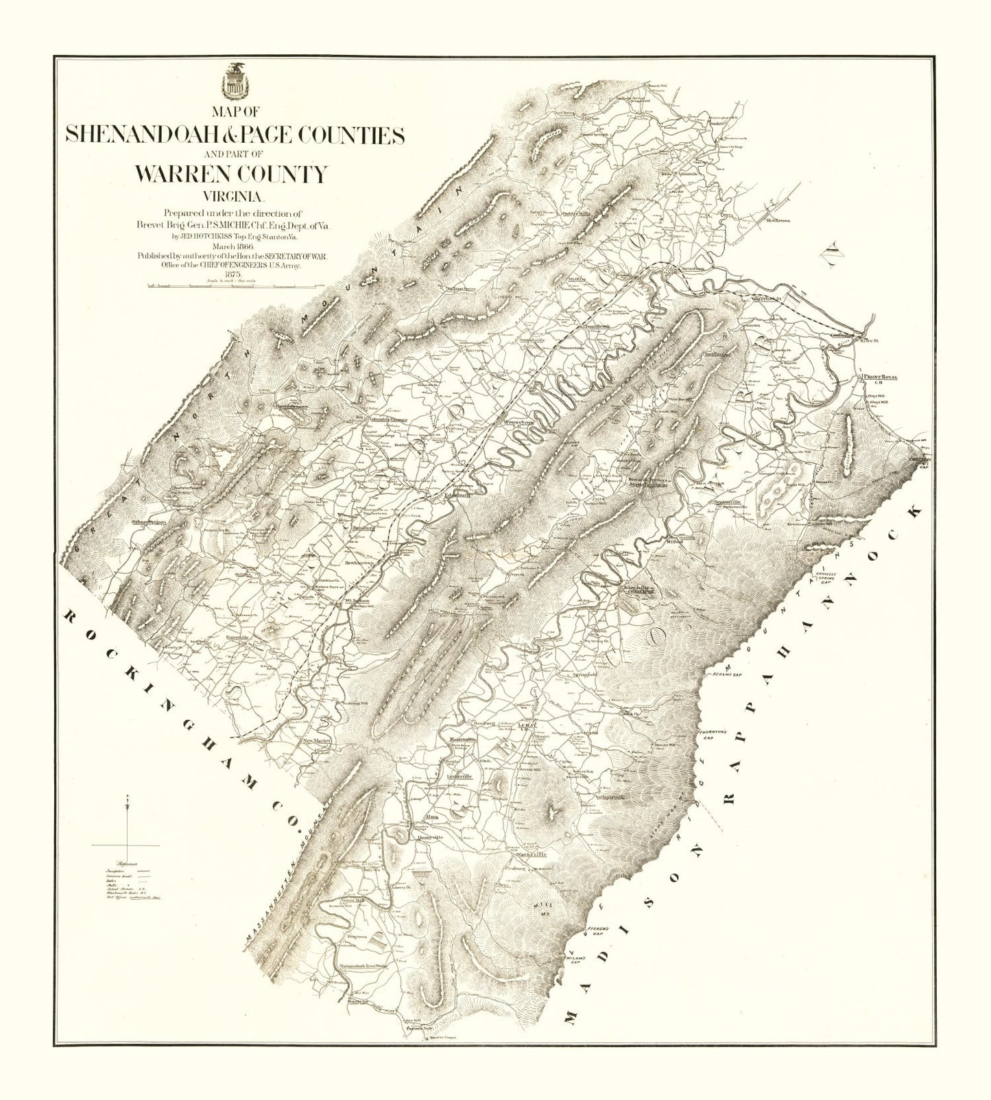 Vintage Map of Shenandoah & Page County, Virginia, 1875