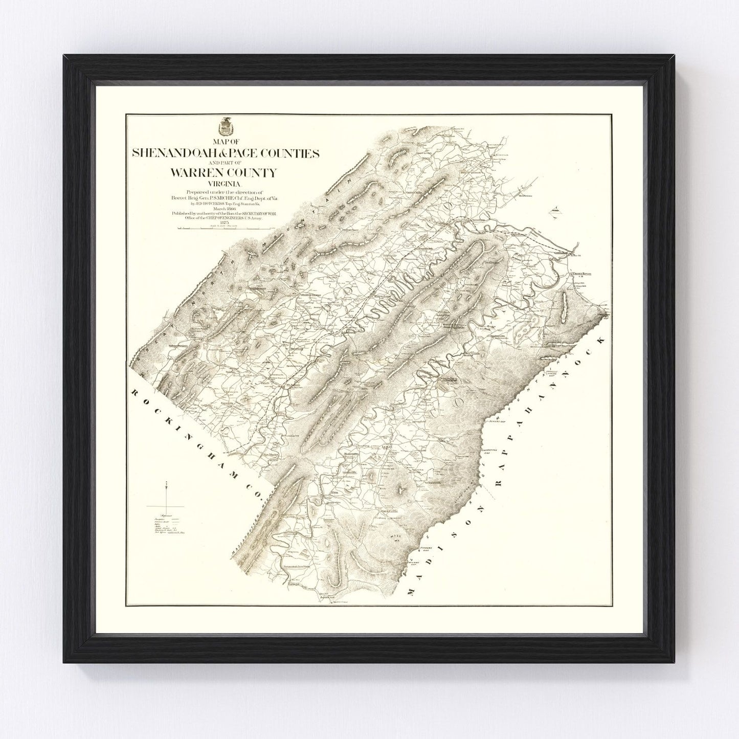 vintage map of Shenandoah and Page County, Virginia, 1875