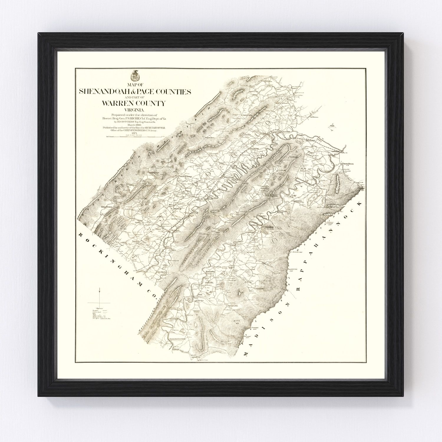 vintage map of Shenandoah and Page County, Virginia, 1875