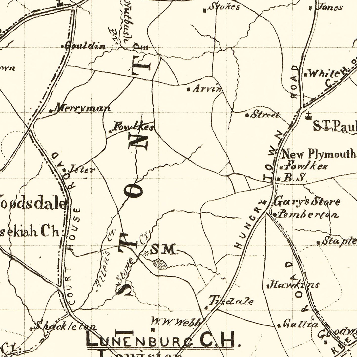 Vintage Map of Lunenburg County, Virginia, 1871