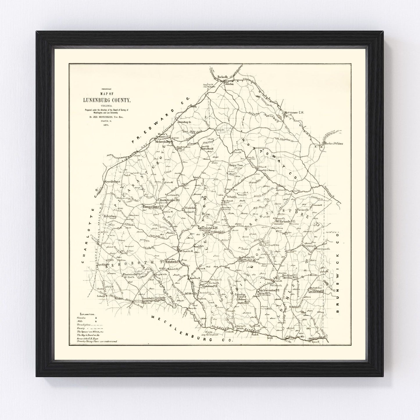 Vintage map of Lunenburg County, Virginia, 1871