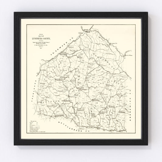 Vintage map of Lunenburg County, Virginia, 1871