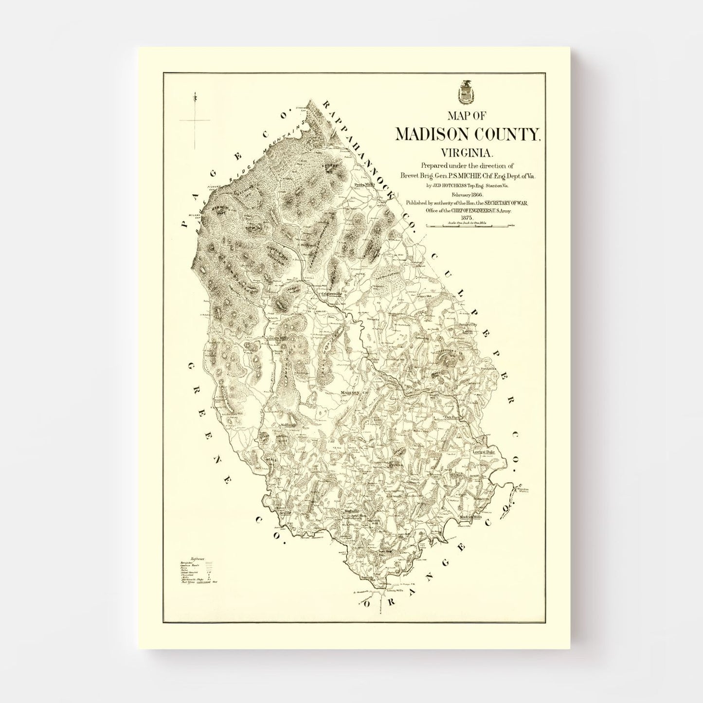 Vintage Map of Madison County, Virginia, 1875