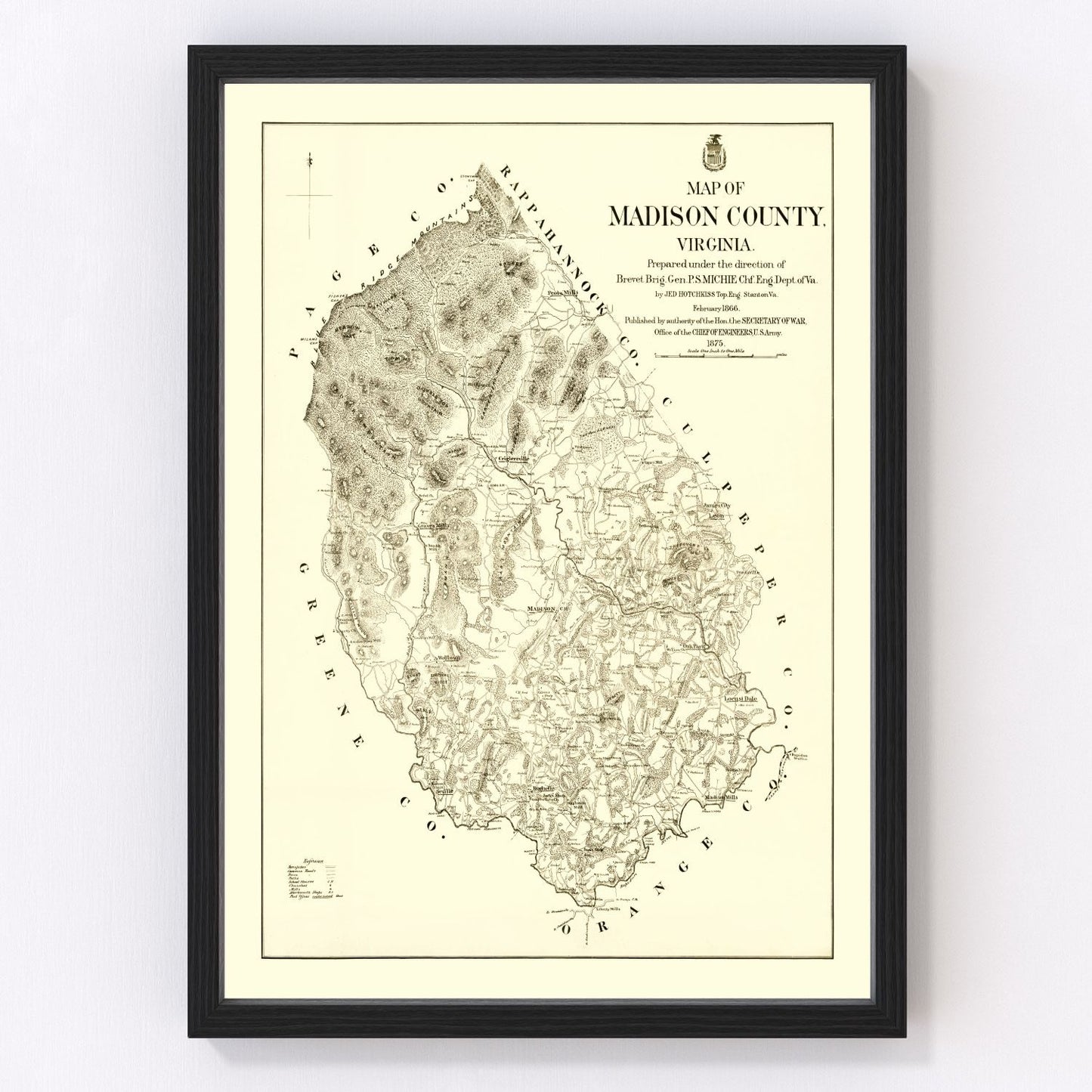 Vintage map of Madison County, Virginia, 1875