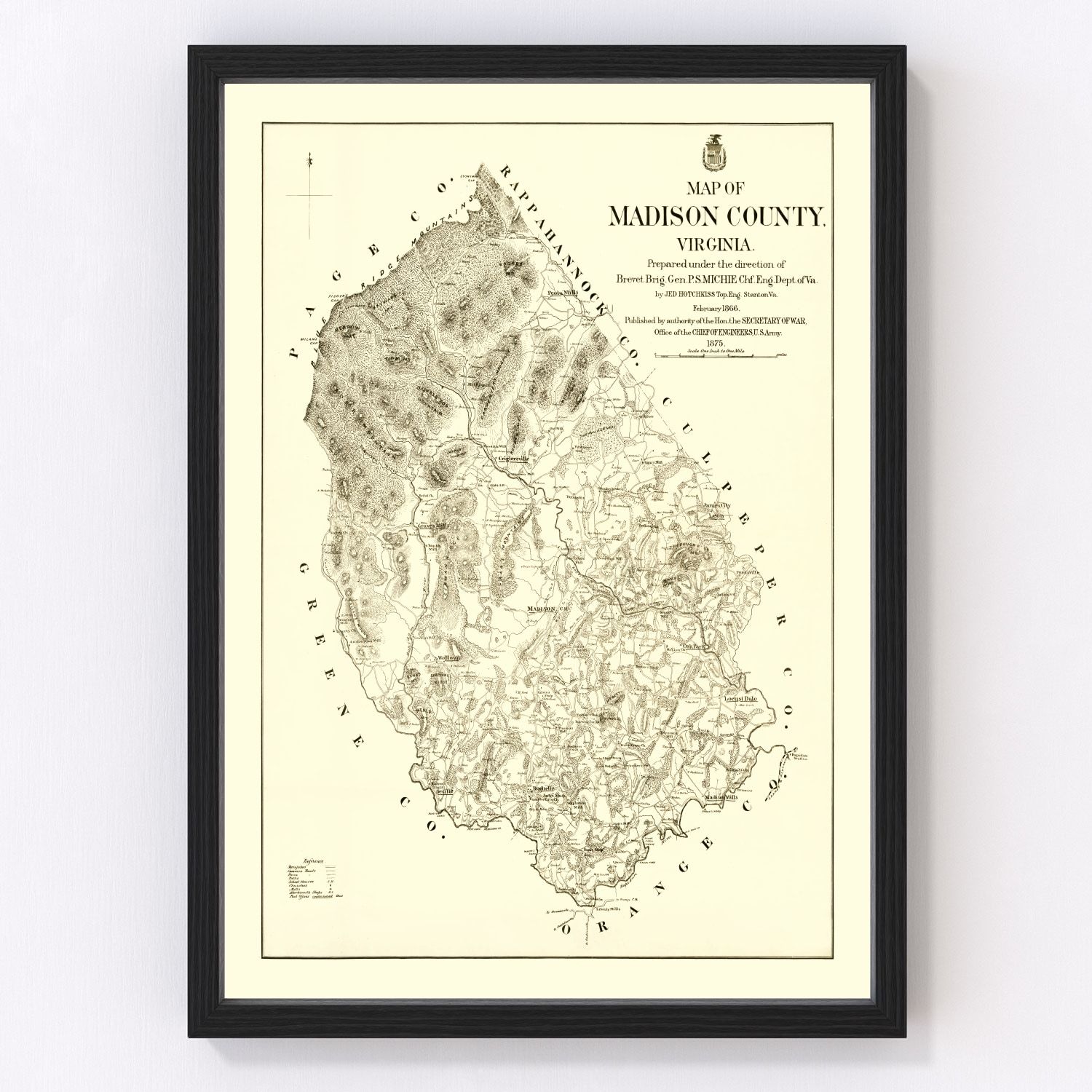 Vintage map of Madison County, Virginia, 1875