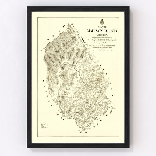 Vintage map of Madison County, Virginia, 1875