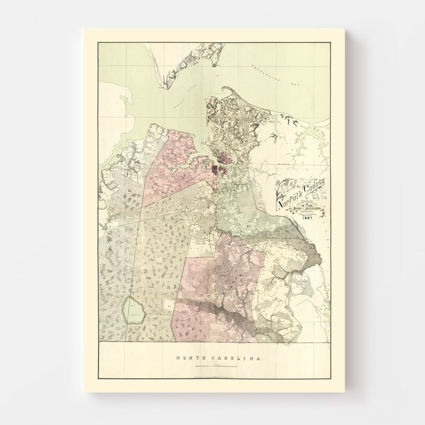 Vintage Map of Norfolk County, Virginia, 1887