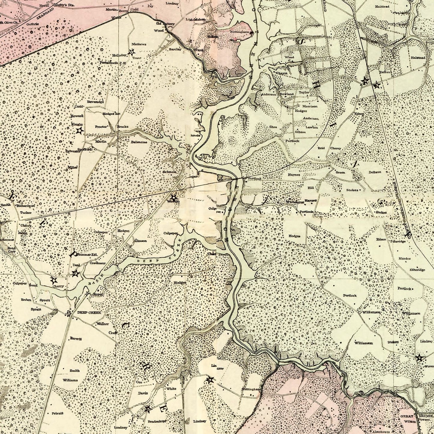 Vintage Map of Norfolk County, Virginia, 1887