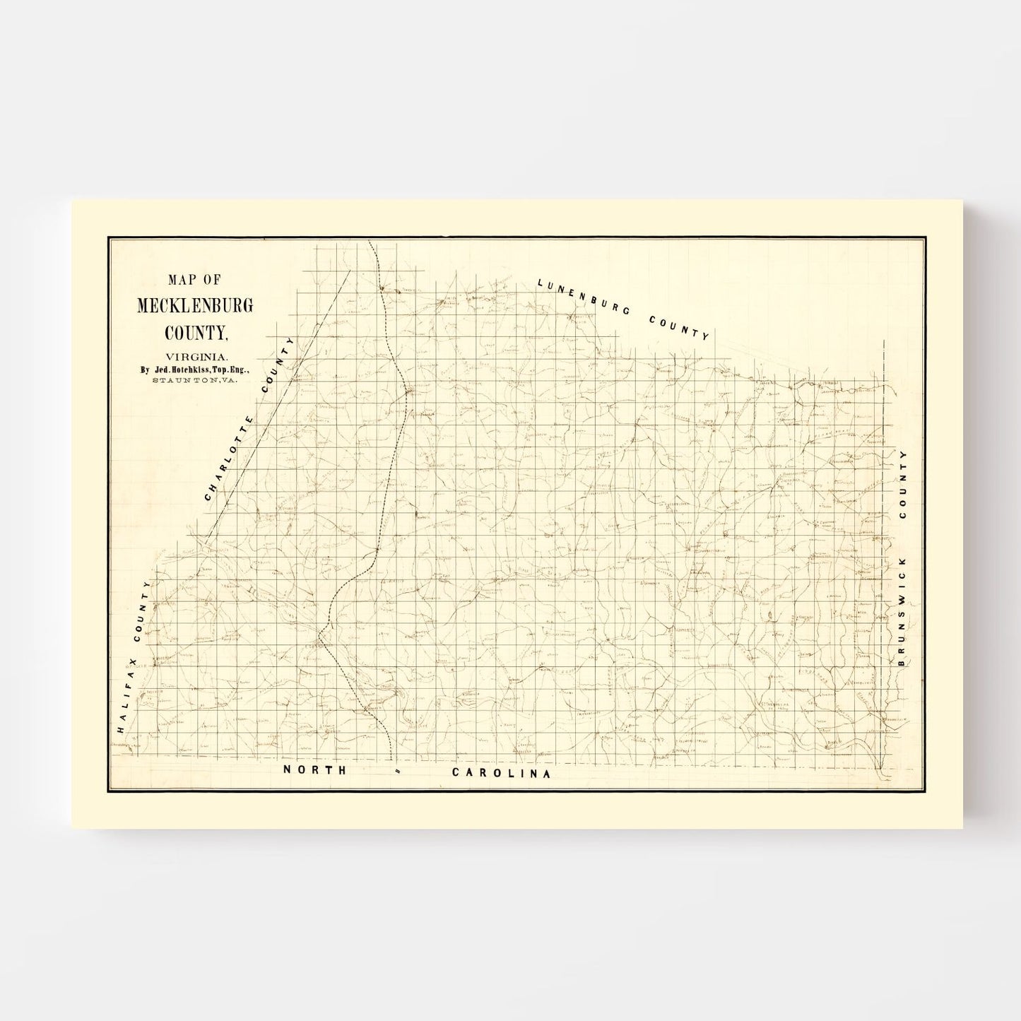 Vintage Map of Mecklenburg County, Virginia, 1860