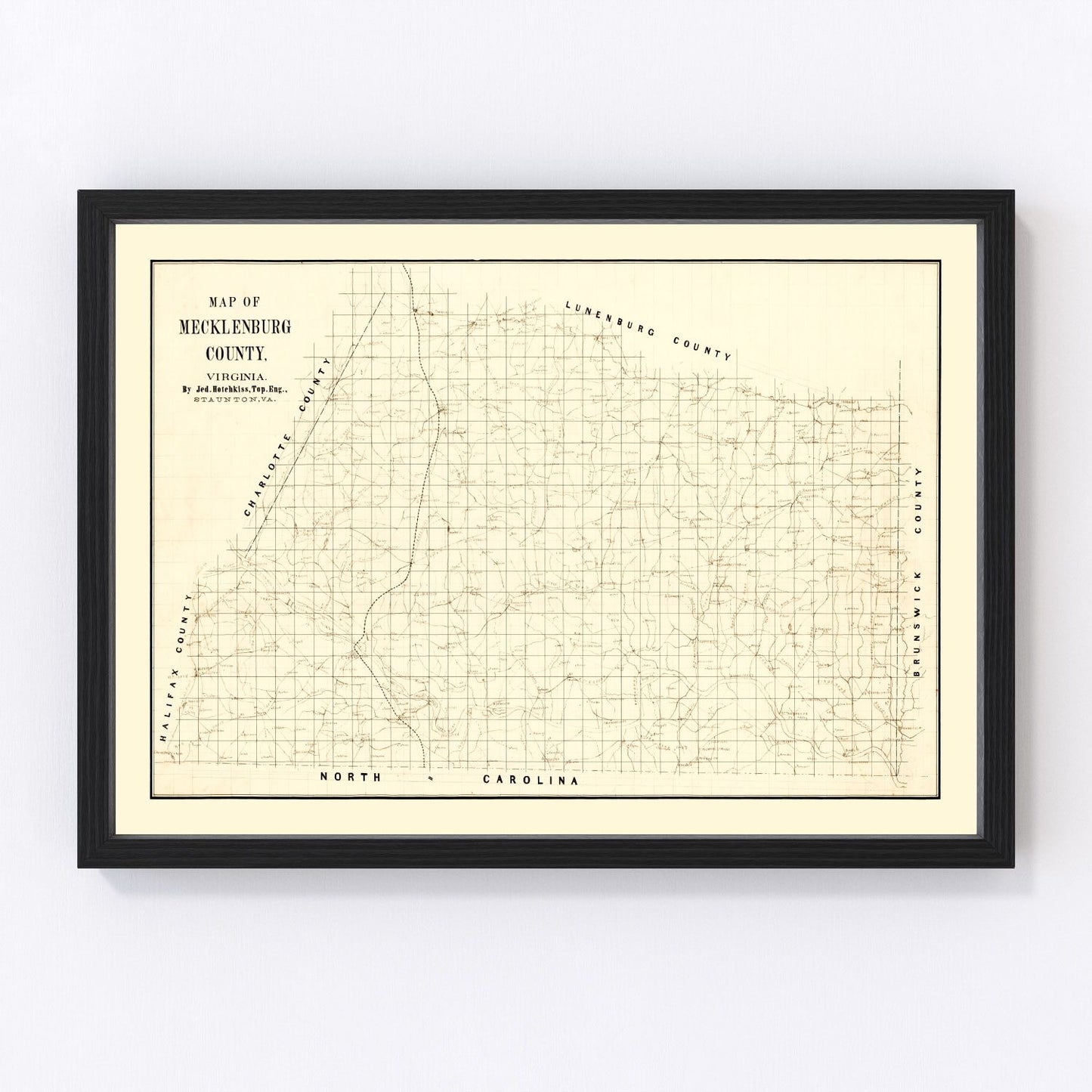 Vintage map of Mecklenburg County, Virginia, 1860