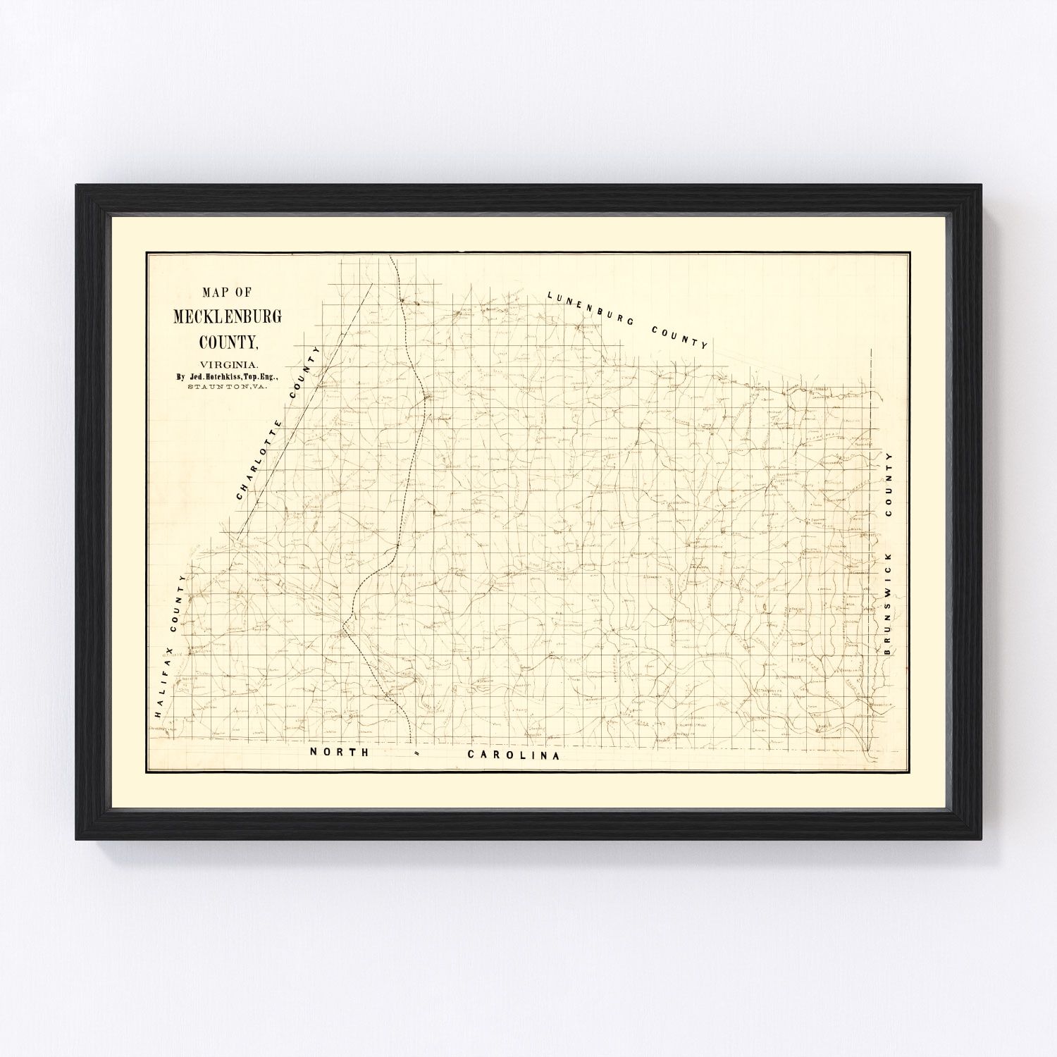Vintage map of Mecklenburg County, Virginia, 1860