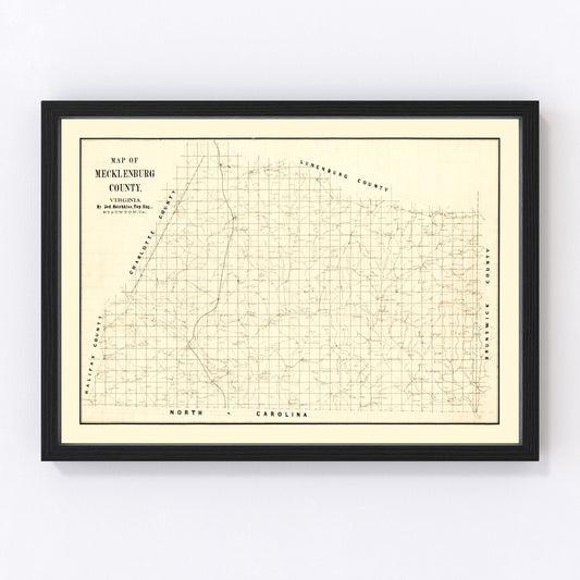 Vintage map of Mecklenburg County, Virginia, 1860