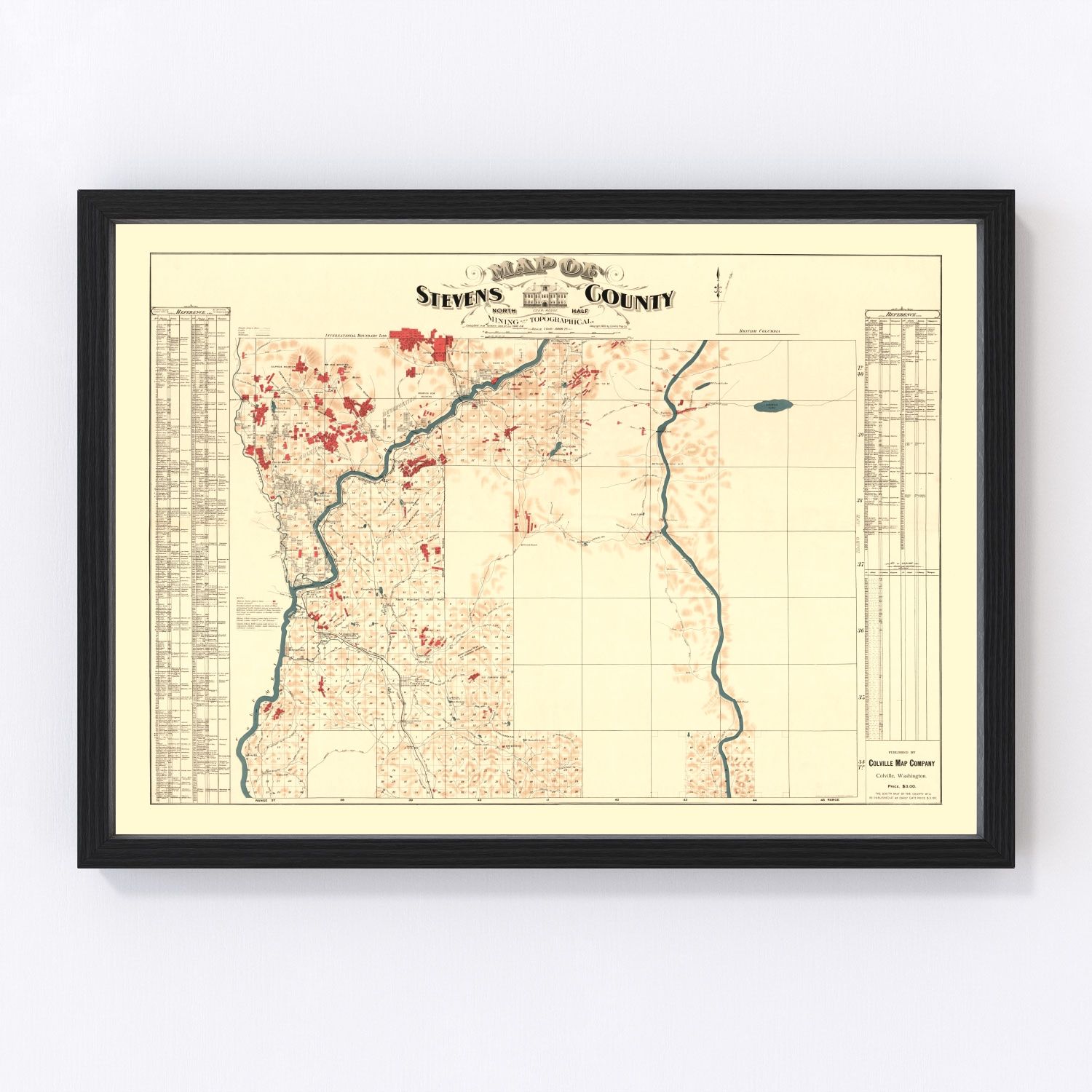Vintage map of Stevens County, Washington, 1900