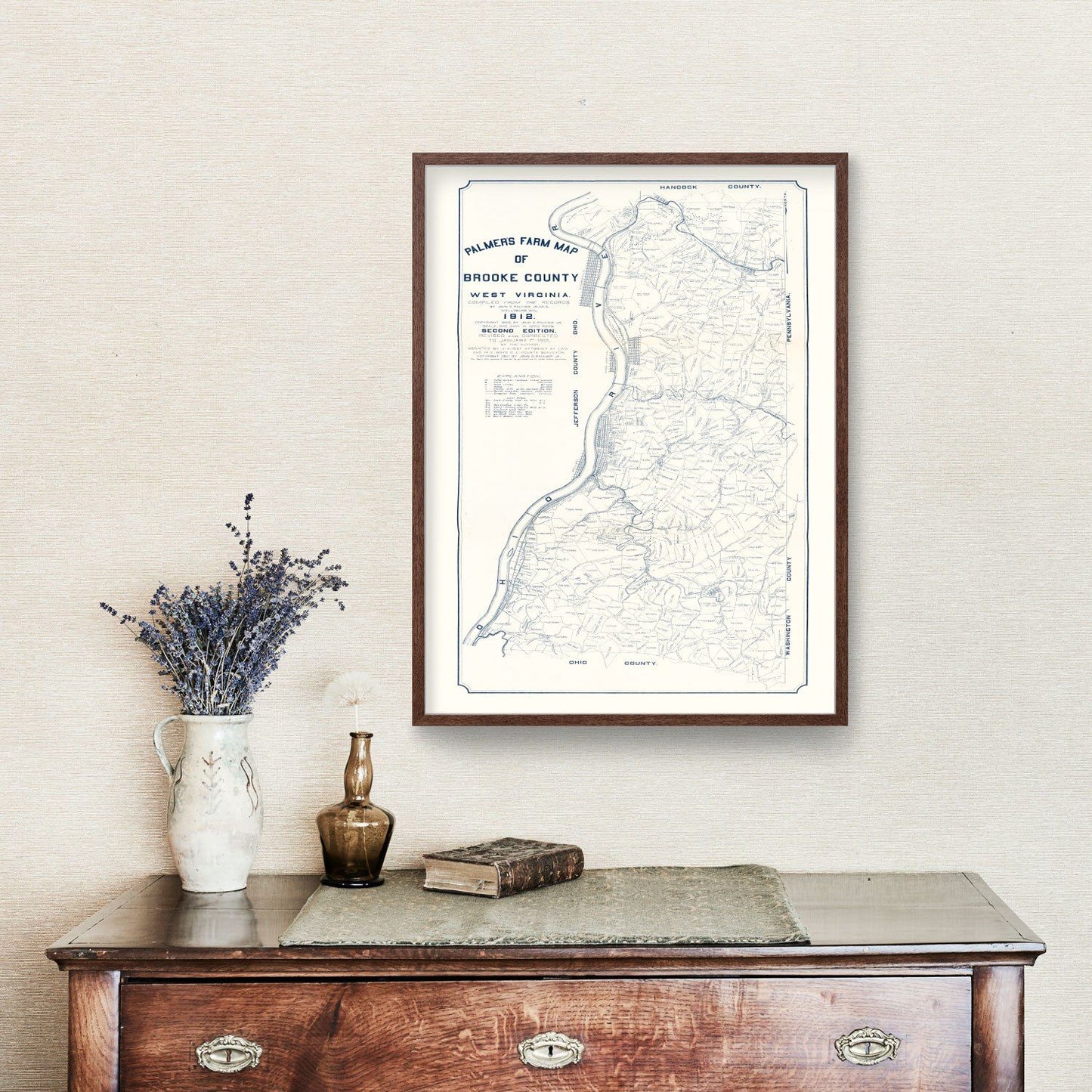 Vintage Map of Brooke County, West Virginia 1912