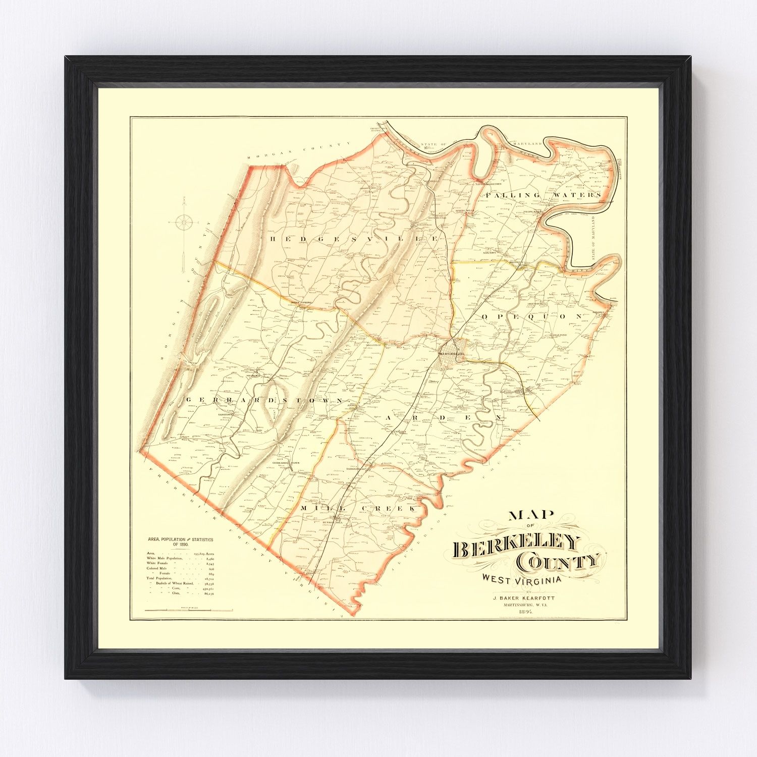 Vintage map of Berkeley County, West Virginia, 1894