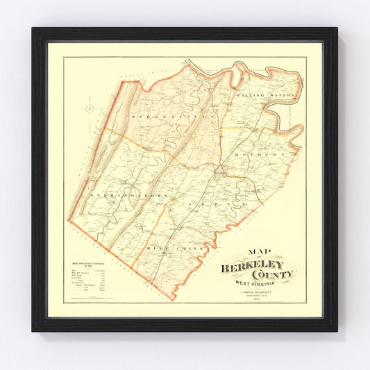 Vintage map of Berkeley County, West Virginia, 1894