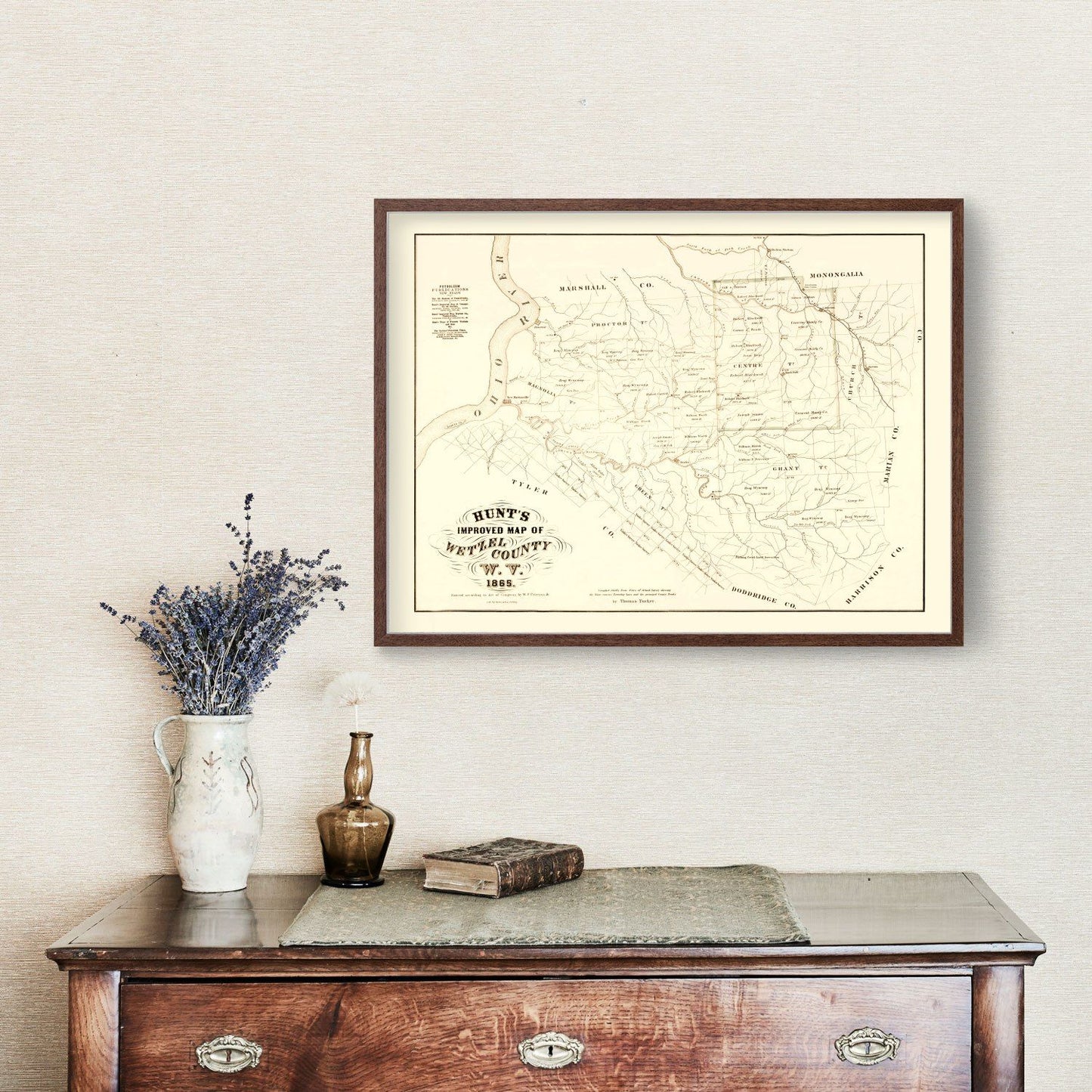 Vintage Map of Wetzel County, West Virginia, 1865