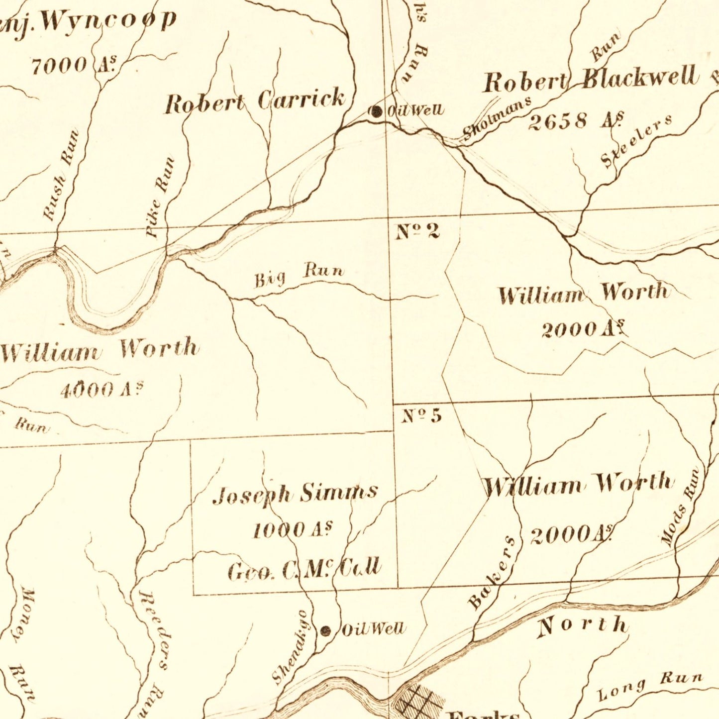 Vintage Map of Wetzel County, West Virginia, 1865